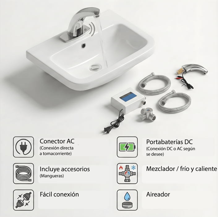Kit grifo con sensor para lavamanos