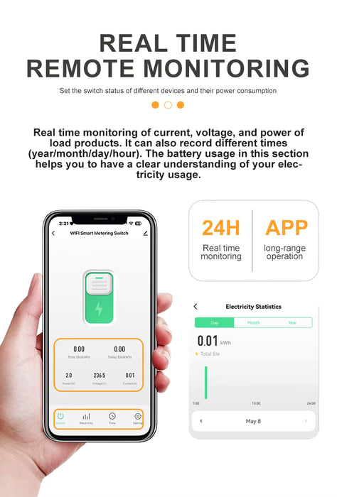 Breaker inteligente WiFi DGB-63TT con medidor  de energía y protección de voltaje