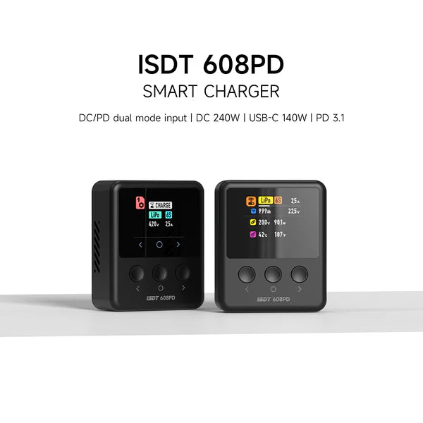 Cargador de baterías ISDT 608PD 240W/10A 1-6S LIPO LiFE Liion LiHV NiMH PB