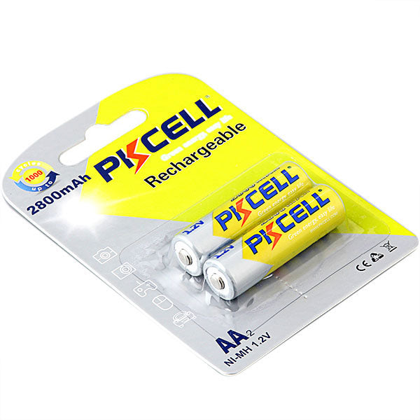 PKCELL Batería recargable AA 2800mAh (2 piezas)