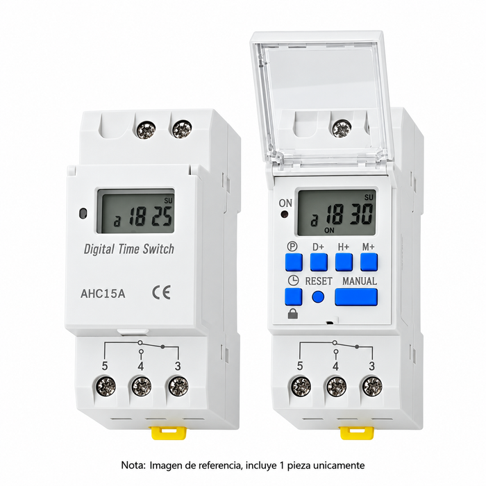 Temporizador digital programable 220V 15A riel DIN AHC15