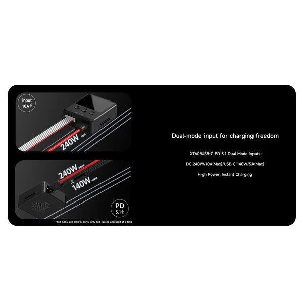 Cargador de baterías ISDT 608PD 240W/10A 1-6S LIPO LiFE Liion LiHV NiMH PB