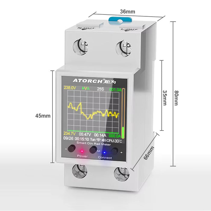 Medidor de Energía y relé Inteligente WiFi GR2PWS 100A para Riel DIN