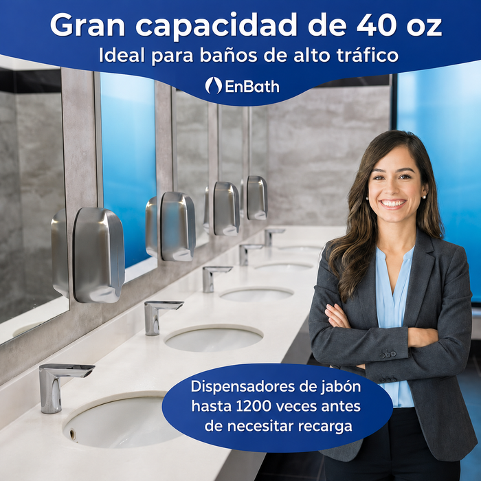 Dispensador Automático de Jabón Líquido - 40 onzas - Acero Inoxidable