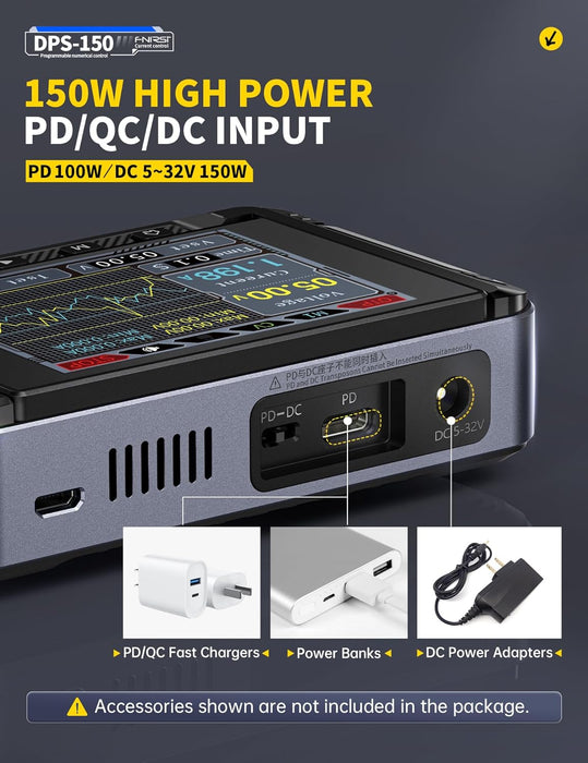 Fuente de alimentación digital FNIRSI DPS-150 30V 5A 150W con pantalla IPS