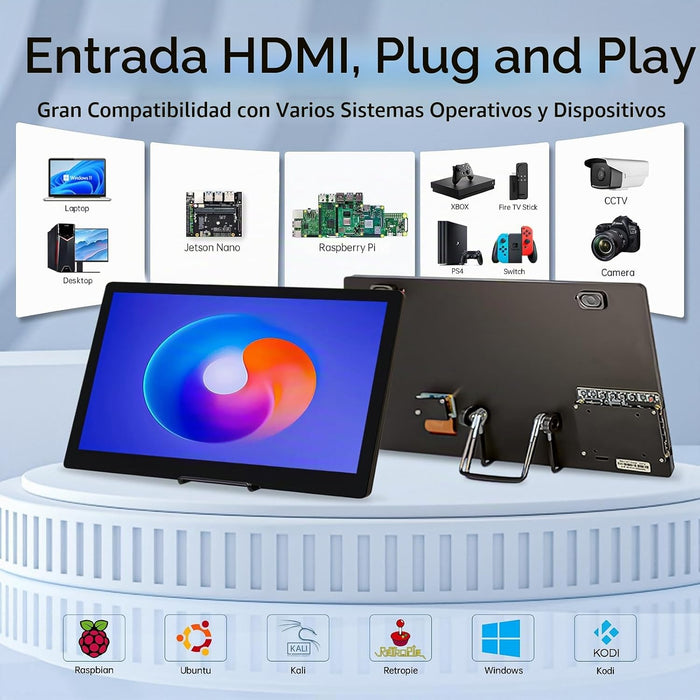 Monitor táctil IPS 15.6" Full HD  para Raspberry Pi y PC