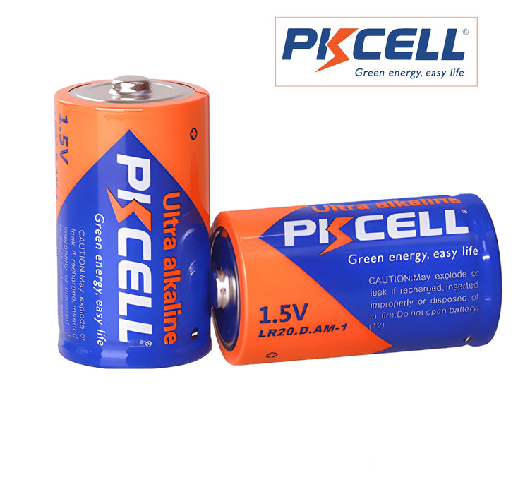 PKcell batería alcalinas 1.5V tipo D LR20 (2 piezas)