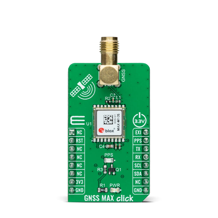 MikroE GNSS MAX Click con Receptor u-blox MAX-M10S para mikroBUS™