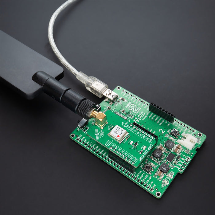 MikroE GNSS MAX Click con Receptor u-blox MAX-M10S para mikroBUS™