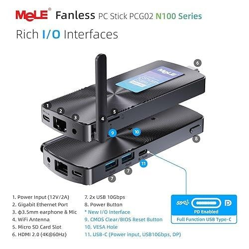 Mini PC Stick - Procesador N100 - Memoria 8GB LPDDR5 - 128GB EMMC - Windows 11 Pro