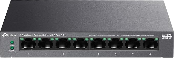 Switch Gigabit Ethernet PoE de 8 puertos TP-Link LS108GP