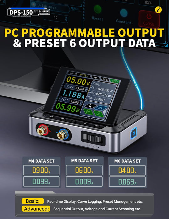 Fuente de alimentación digital FNIRSI DPS-150 30V 5A 150W con pantalla IPS