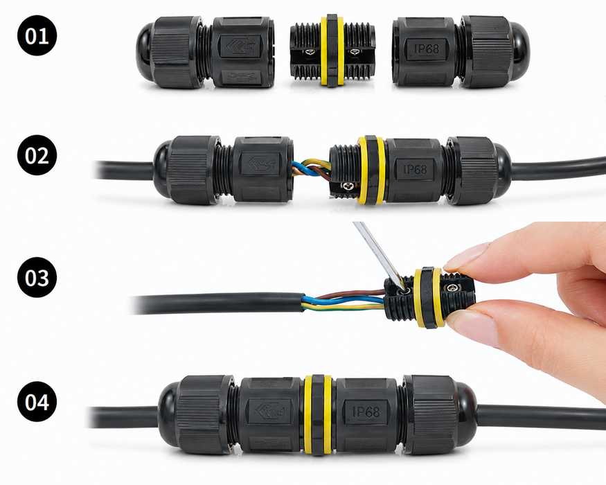 Conector terminal de Empalme Impermeable IP68 de 2 Polos para Cable Eléctrico