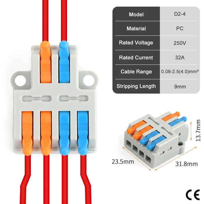 Conector unión Wago 2 entradas 4 salidas