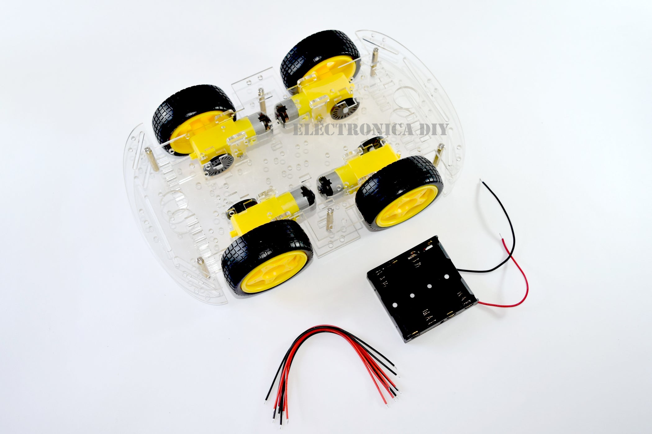 4WD chasis con disco para speed encoder y porta baterías - Electrón...