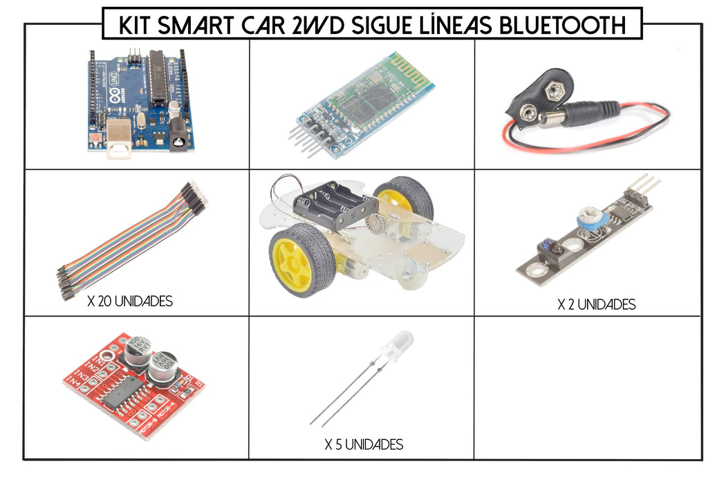 Kit Smart car 2WD sigue líneas y bluetooth - Electrónica DIY Guatemala