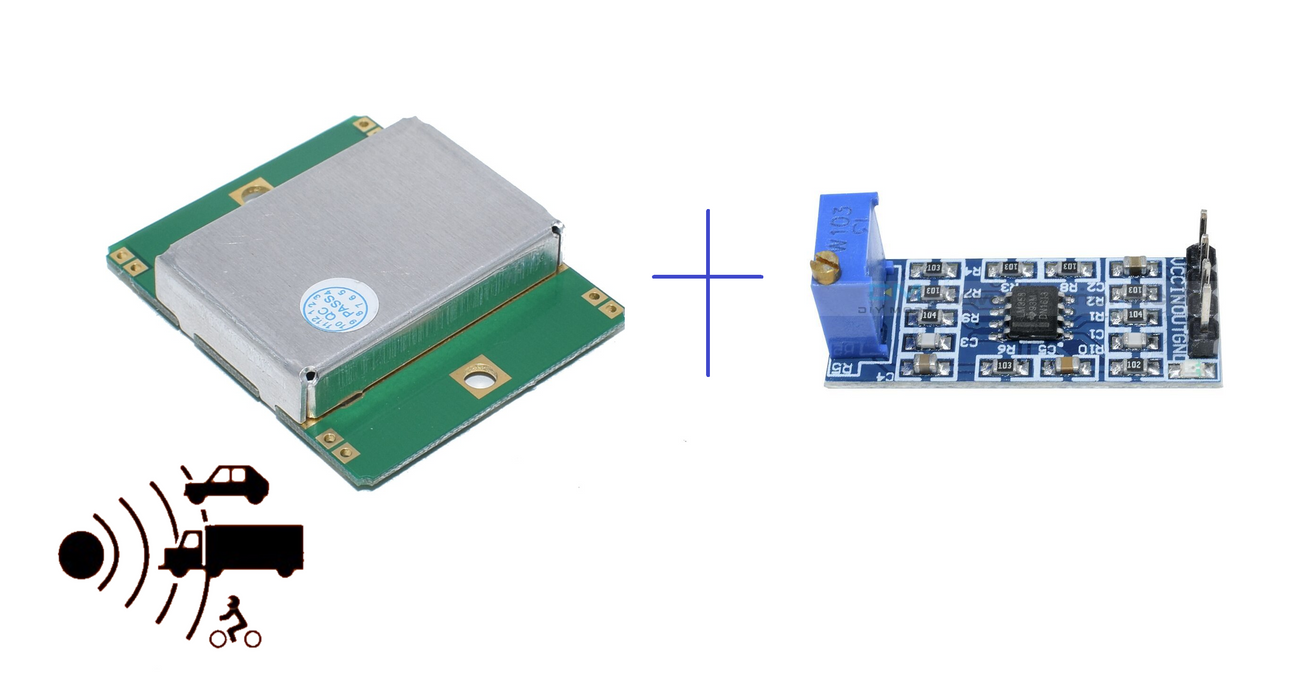 Sensor de velocidad HB100 + amplificador operacional - Electrónica DIY Guatemala